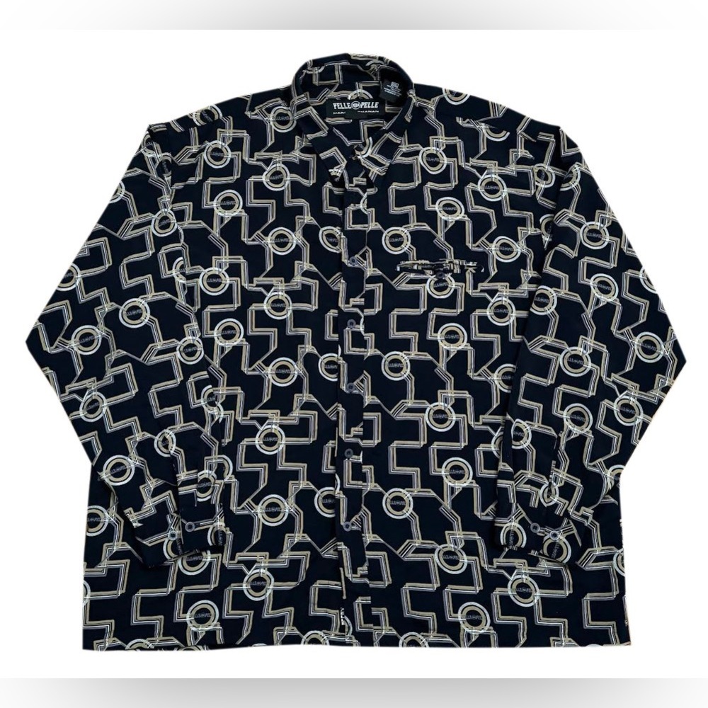 Vintage Pelle Pelle All Over Button Down Long Sleeve Shirt (Size XXL)